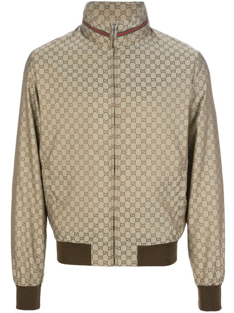 gucci print leather jacket|Gucci bomber jacket men's.